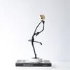 Black Cast Iron Man Holding Golden Ball, Abstract Art Dancing Girl Figure Sculpture, Metal Crafts, Interior Decoration Ornaments