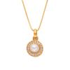 S925 Sterling Silver Ancient Gold Craft Zircon And Pearl Necklace Women'S Luxury Atmospheric Pendant