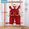 Youqi Baby Girls' Red Festive Long Sleeve Two-Piece Set