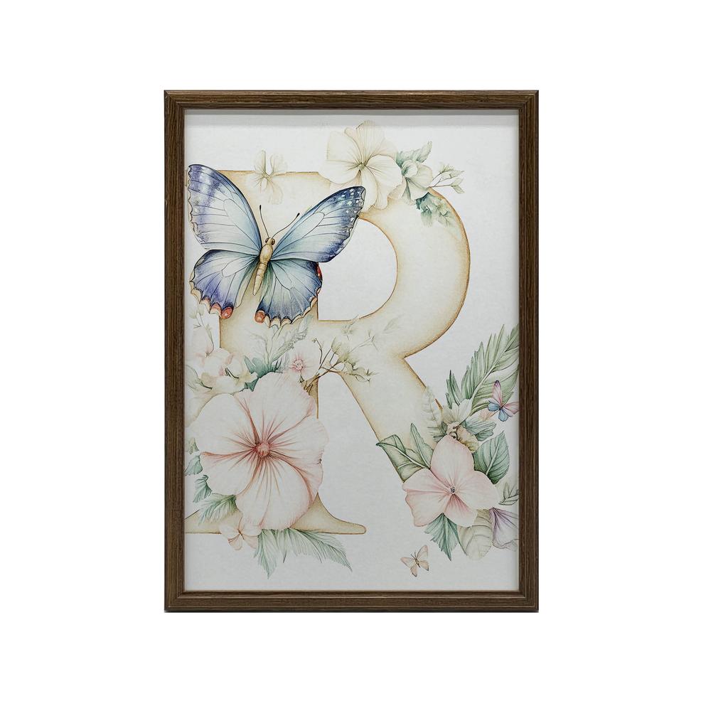 Plakat Kwiatowa Litera R Plakat Kwiatowa Litera R, 50X70 Cm, Rama Drewniana Jasny Dąb, Papier Matowy 230 Gsm