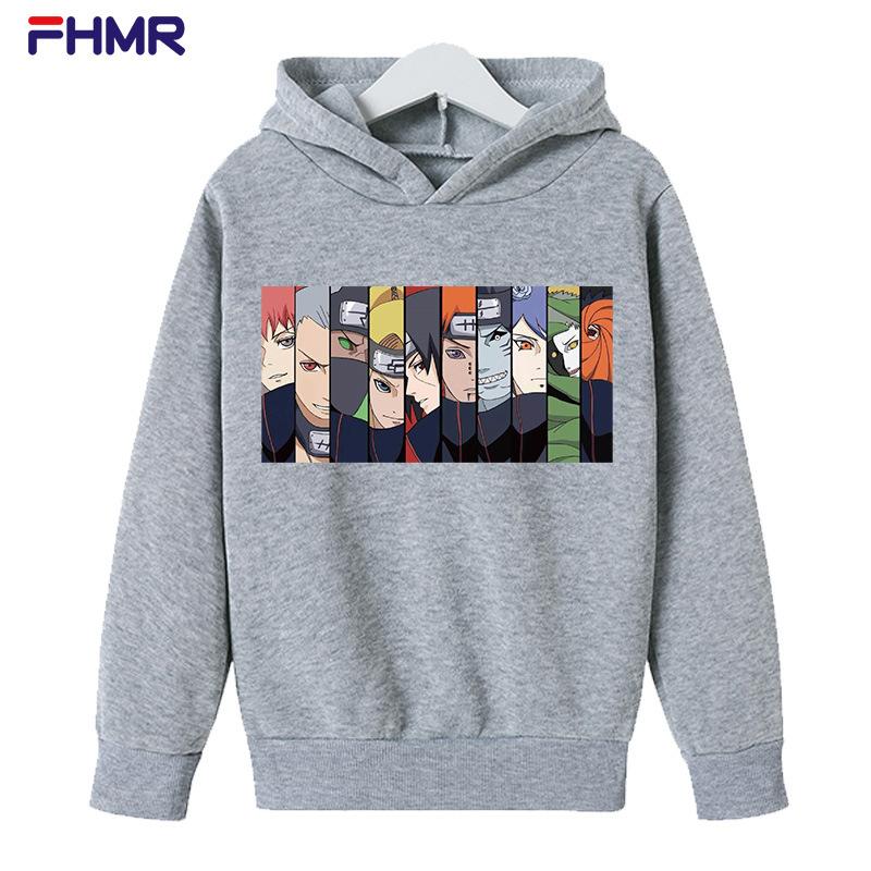 Autumn Winter Naruto Anime Character Printed Hoodies Fashionable Casual Sports Long Sleeved Children's Boy and Girl Kids Unisex Hooded Sweatshirts