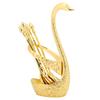 Zinc Alloy Swan‑Shaped Bracket Fruit Dessert Spoons Set Kitchen Tableware Wedding Supplies(Gold 6 Spoons )