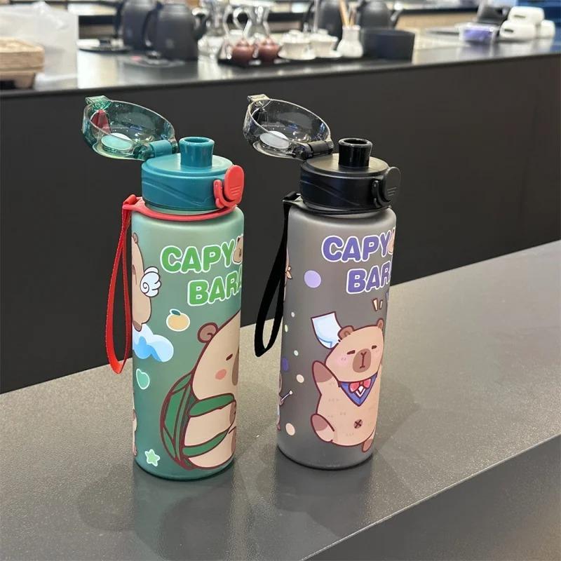 700ML Cute Cartoon Capybara Water Cup Leakproof Plastic Water Bottle Portable Travel Camping Bottle Drinking Bottle for Children