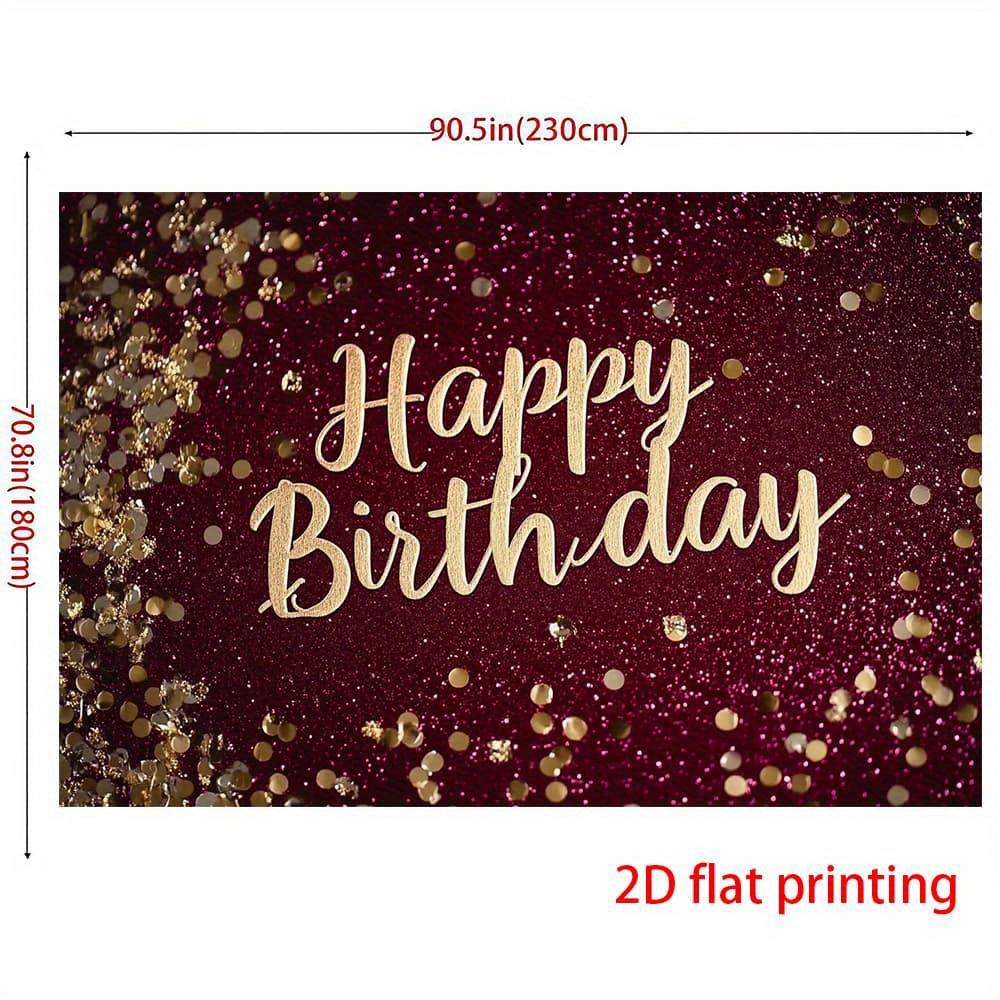 2D flat banner, 1 piece Party banner 2D printed "Elegant Wine Red Gold Shimmer Birthday Banner - yzb"