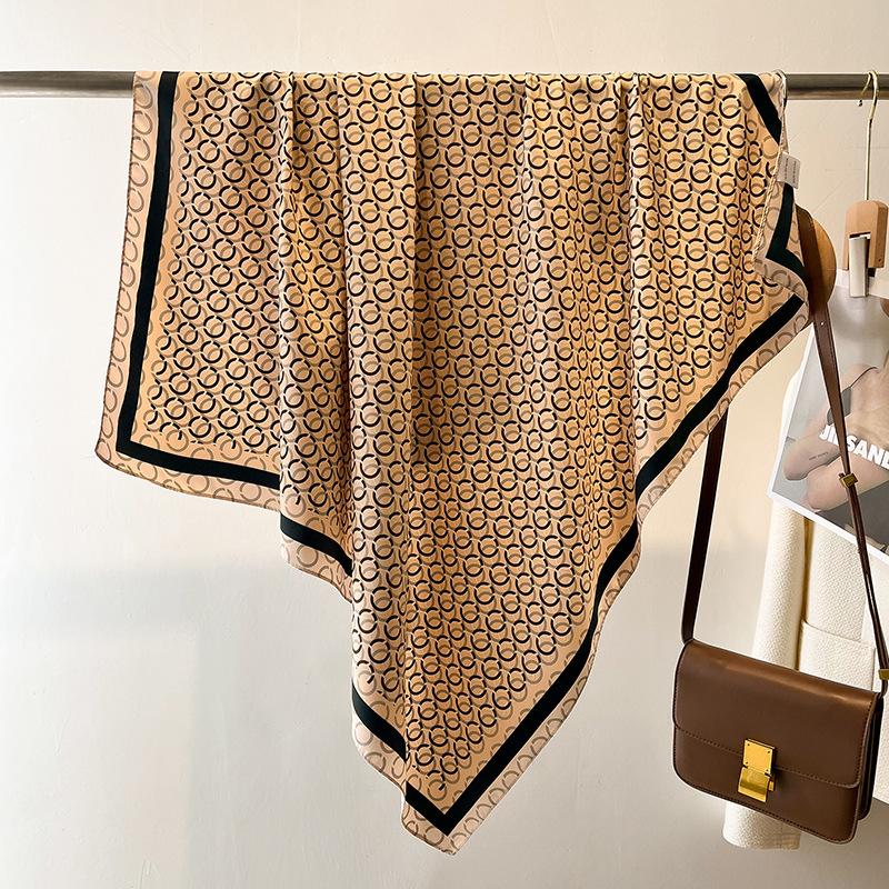 

New Fashion 90X90cm Hair Shawl Scarf Design Twill Silk Square Foulard Female Summer Sunscreen Wrap Bandana Hijab Accessores