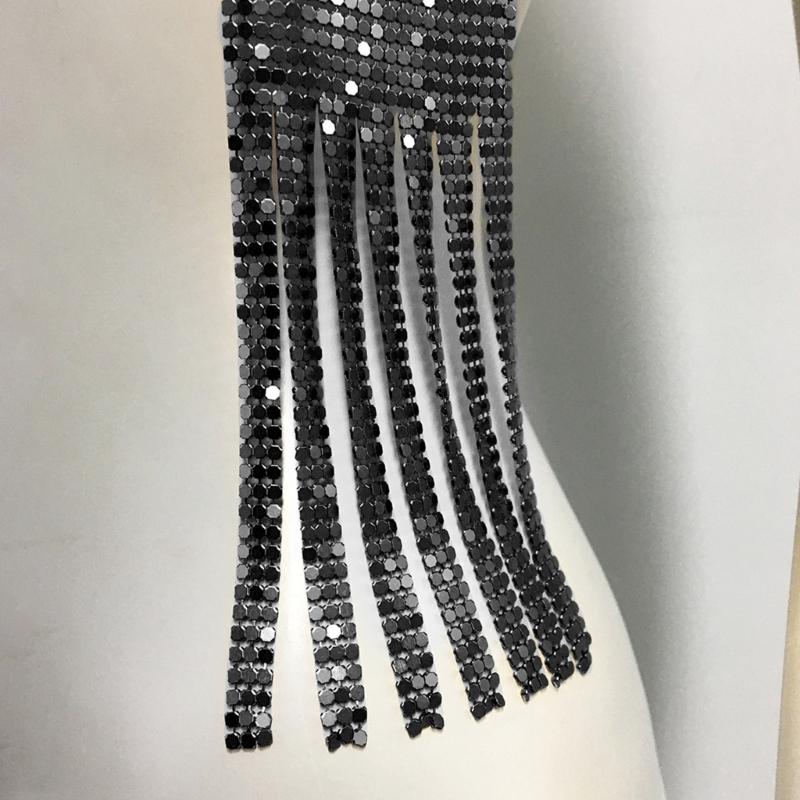 Metal Long Chocker Full Sequins Flickering Nightclub Lady Bridal Wear