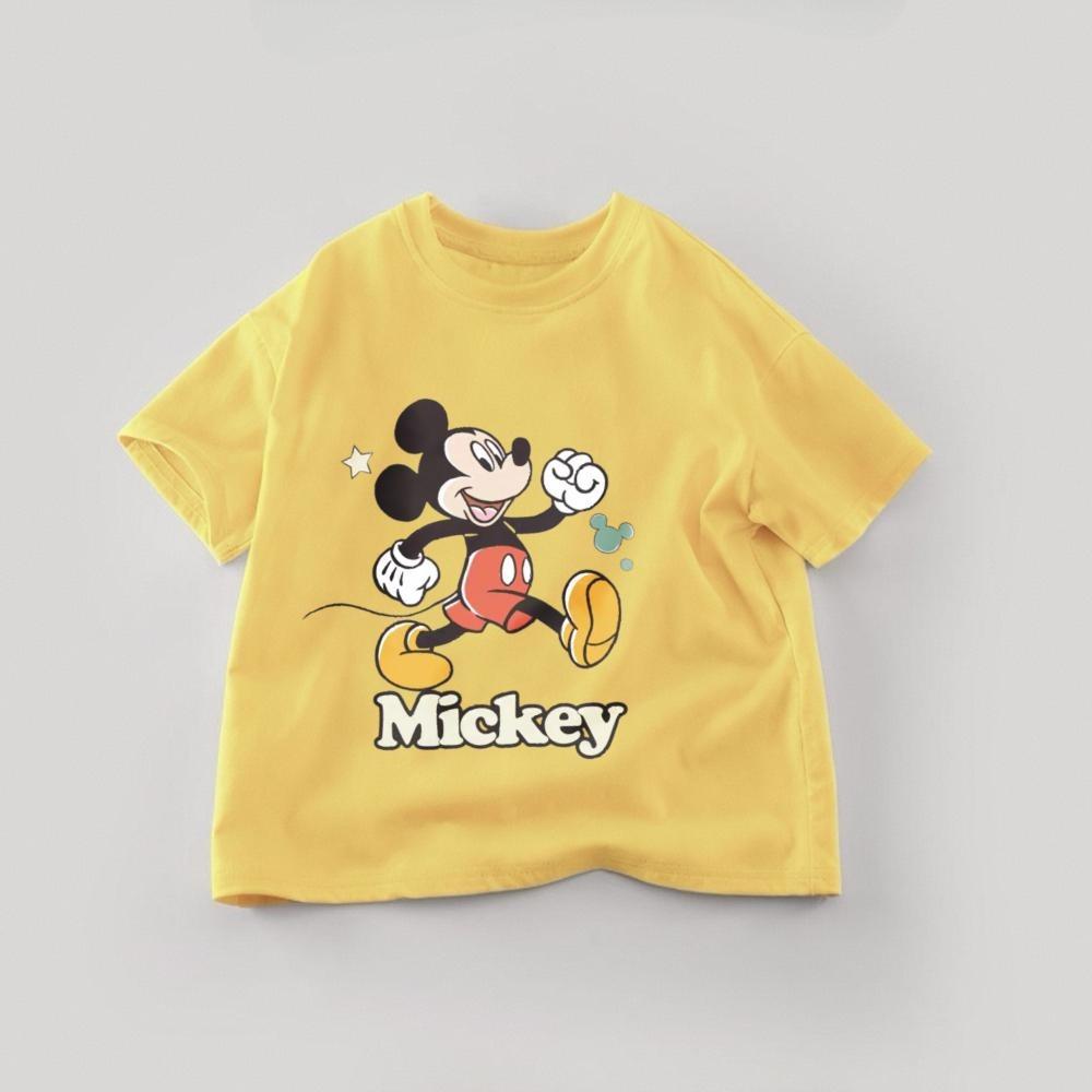 Solid Color  Mickey Children T-shirt Summer Clothing  Cartoon Casual Tees Crewneck Short Sleeved Tops Kids Tees