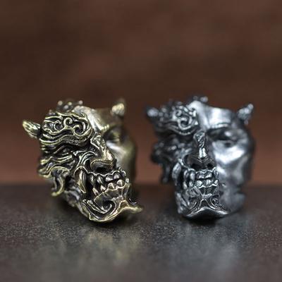 Yarım Kurukafa Yüz Kafa Heykeli Pirinç Bıçak Boncukları EDC Dış Mekan Kendin Yap Paracord Dokuma Bileklikler Takılar Kordon Askıları Aksesuarlar