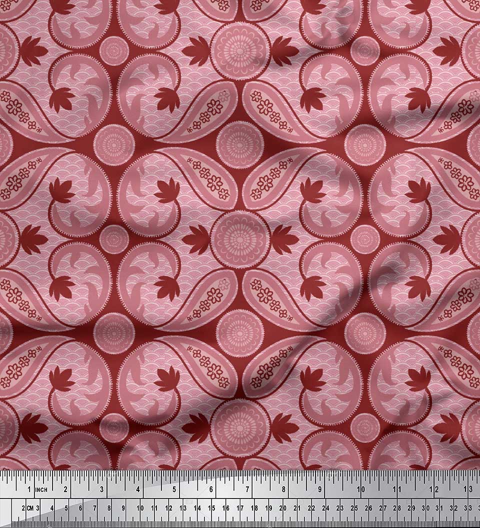 

Soimoi Gray Poly Crepe Fabric Paisleys Paisley Print Fabric by Yard 42 Inch 42 Inch Wide - Poly Crepe червоний