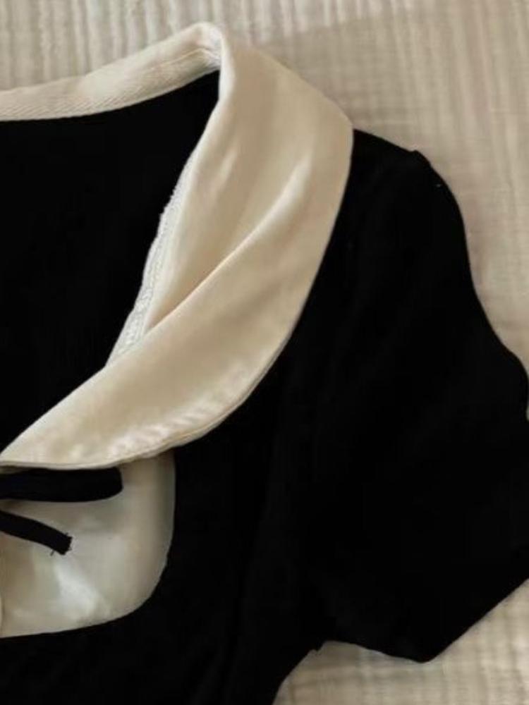 2025 Ropa Mujer Black Woman T Shirts Patchwork Plaid Short Sleeve Base Shirt Fashion Vintage Summer T-shirt Tops Female Clothing