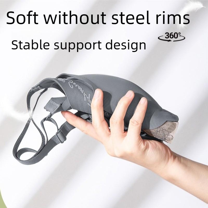 Seamless Soft Support Cup Bra, Sexy Deep V Simple Glossy Lace Butterfly Bra