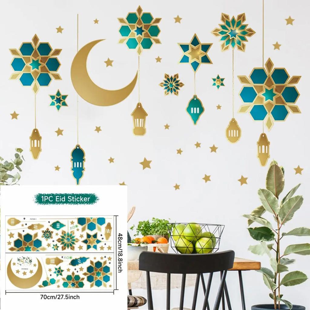 Eid Mubarak Wall Stickers Kareem Ramadan Decoration 2026 For Home Islamic Muslim Party Decor Mubarak Ramadan Window Sticker Gift