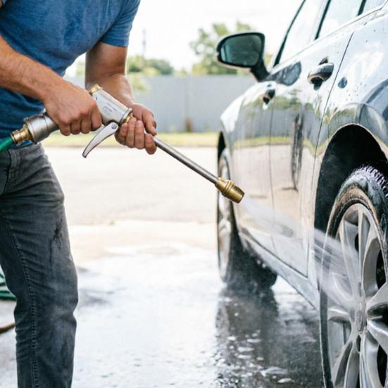 High Pressure Household Car Wash Nozzle Water with One-Click Multi Spray Modes Direct Fan Nozzle All-Copper Leak-Proof Joints Foam Pot for Car