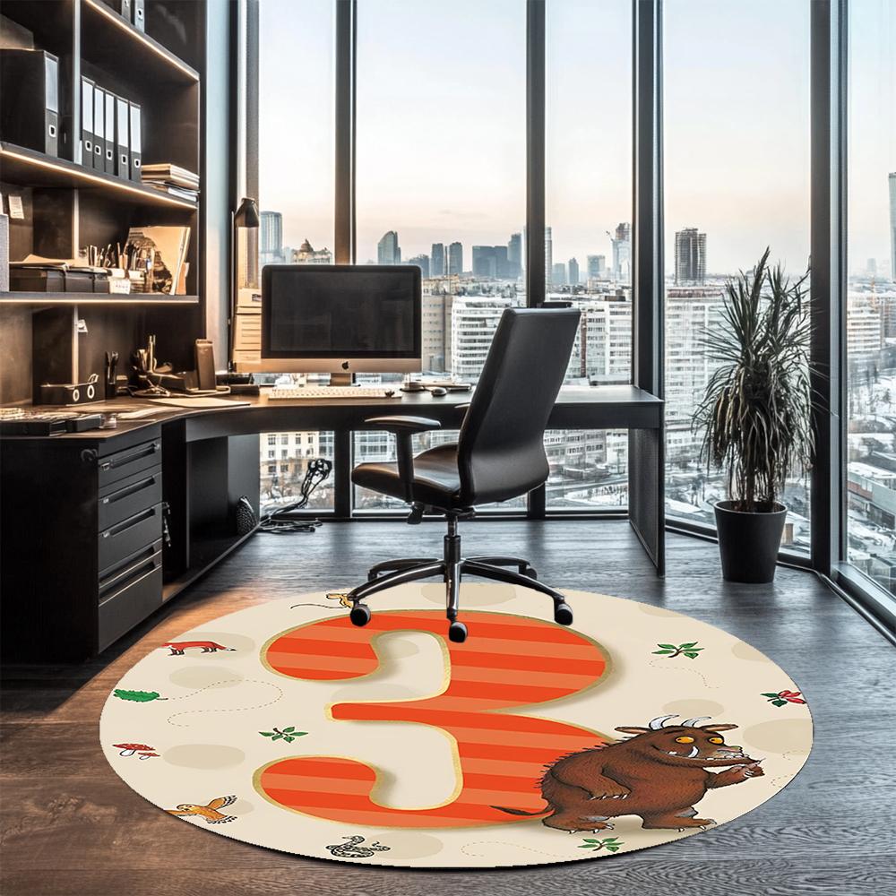 Der Grüffelo Bedruckter Runder Teppich Teppich Stuhlteppich Bereichsteppich Eingang Fußmatten, für Bürostuhl Wohnzimmer Schlafzimmer Küchenraum.