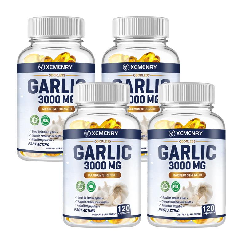 XEMENRY Capsule d'Aglio Inodori - Estratto d'Aglio da 3000mg - Sistema Immunitario e Salute Cardiovascolare