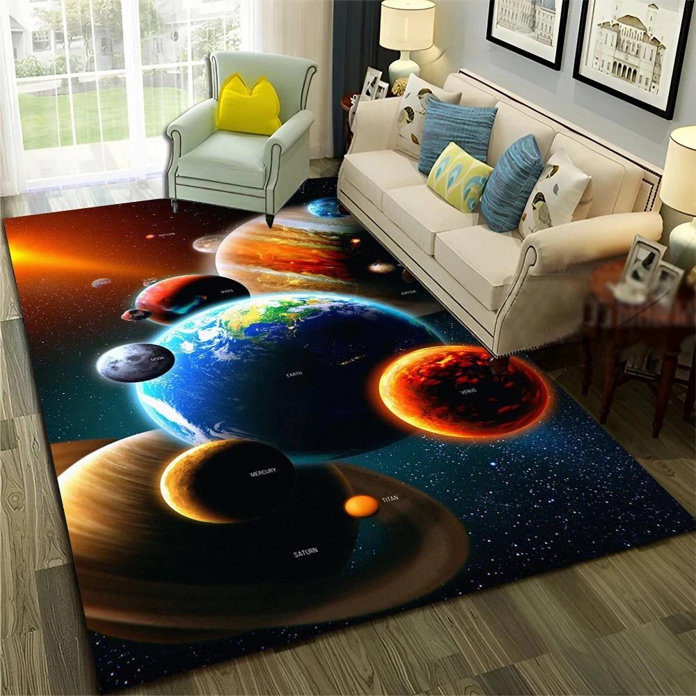 3D Univers Weltraum Galaxie Planet Stern Teppich Teppich für Zuhause Wohnzimmer Schlafzimmer Sofa Fußmatte Dekor,Kinderbereich Teppich Rutschfeste Bodenmatte