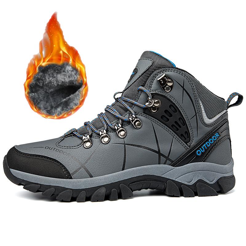 35-46 Couple Large Outdoor Mountaineering Shoes Casual Hiking Shoes with Velvet Warm High Top Cotton Shoes Snow Boots