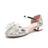 Summer Children's Sandals Women's New Students Middle and Older Children's Bow Sandals Princess High Heels Solid Color Girls Sandals