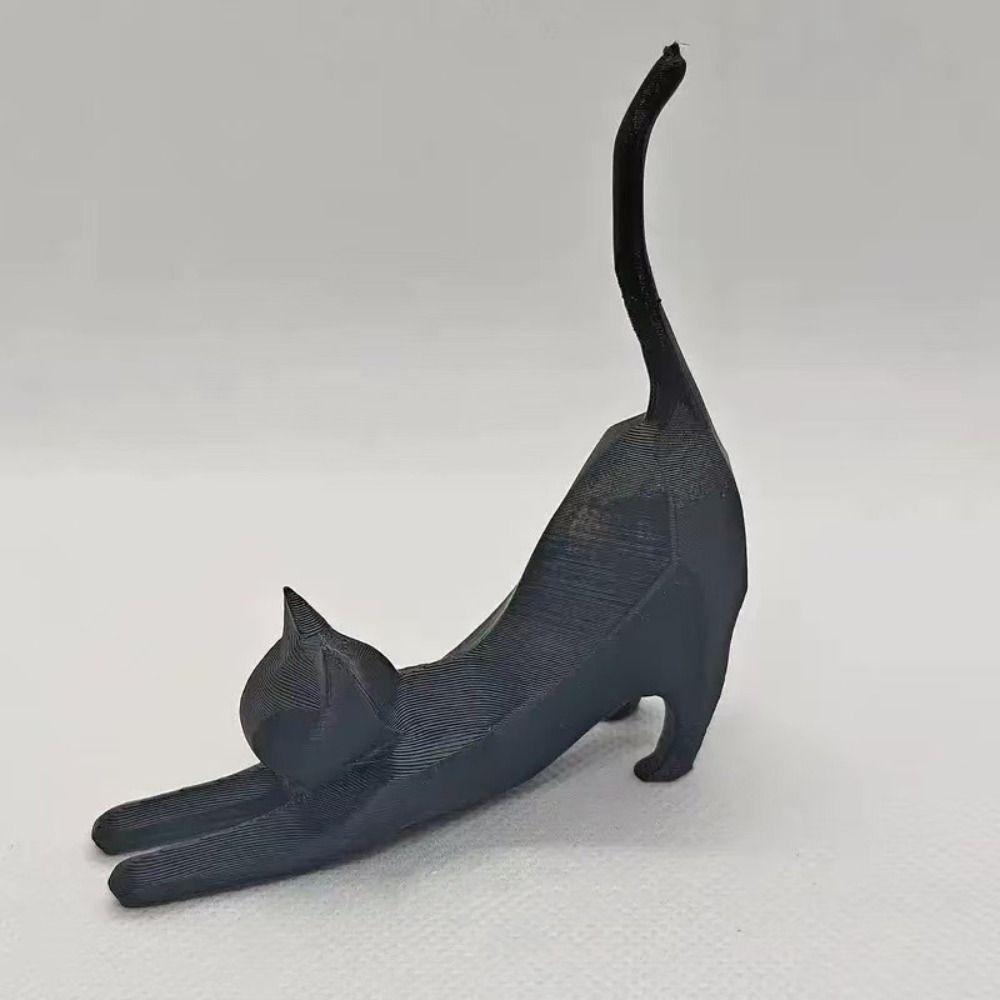 3D Printed Ring Storage Rack Mini Kitten Cat Sculpture Ornament Bookshelf Decor
