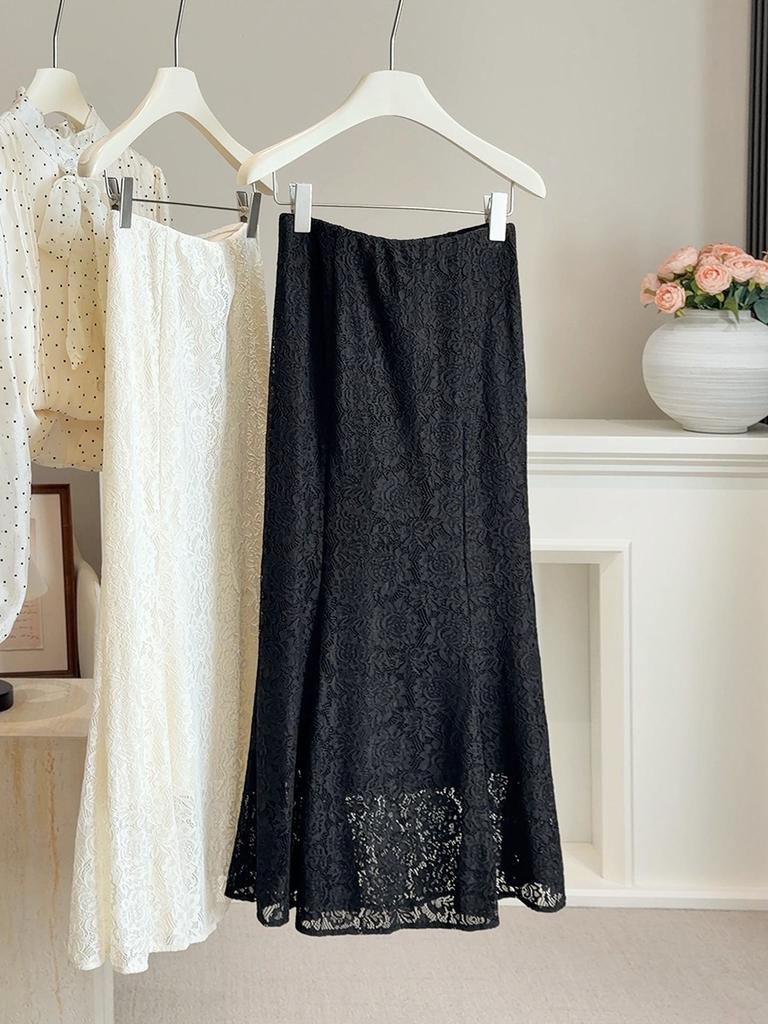2026 Spring/Summer Women's High-Waisted Lace Mermaid Skirt: Slimming, Draped, and Hip-Hugging One-Piece
