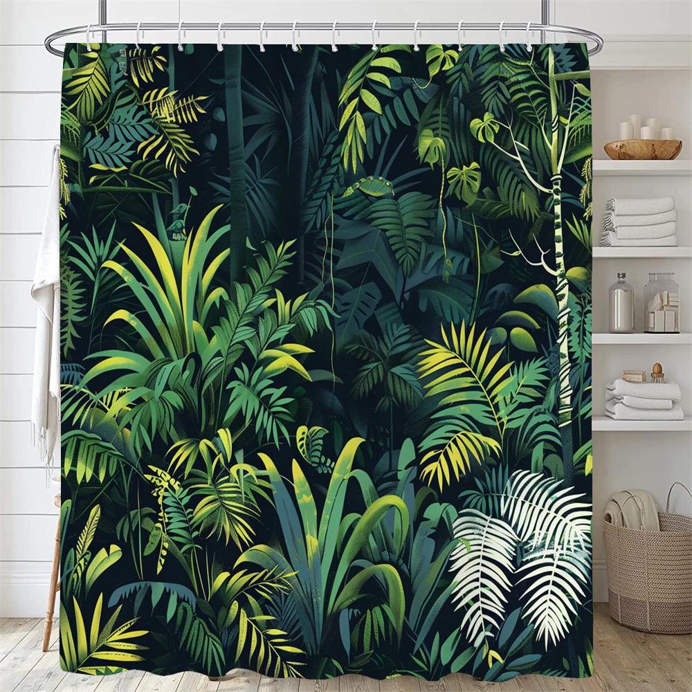 Green Plant Leaf Vines Flower Shower Curtain Print Modern Nordic Leaves Polyster Home Decor Bathroom Curtain With Hooks
