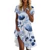 Women's Casual Fashion Stand Collar Floral Print Short Sleeve Dress