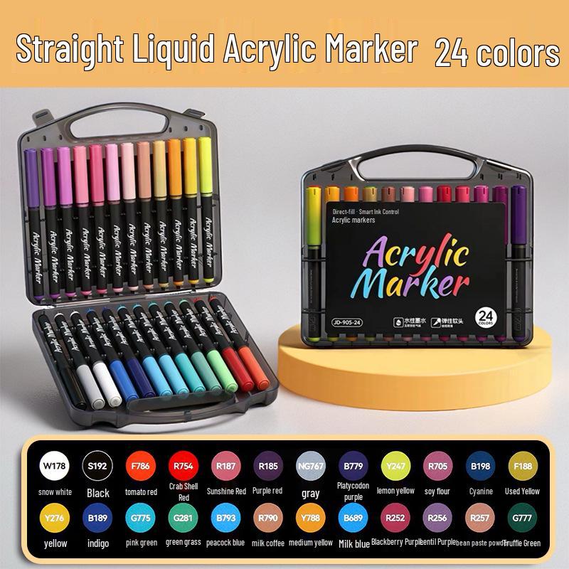 Soft Tip Liquid Ink Acrylic Marker Pen Set - 60 Colors for Student Art and Layering Techniques