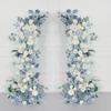Uflower 5D Blue White Rose Hyacinth Fog Grass Wedding Backdrop Decoration Horn Arch Frame Flower Arrangement KT Board Event Prop