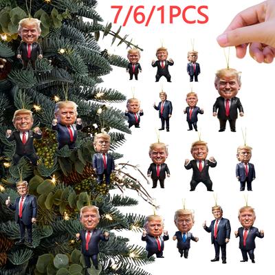 Χριστουγεννιάτικο Στολίδι Ντόναλντ Τραμπ 2D Ακρυλικό Καρτούν Τραμπ Κρεμαστό Αστείο Κρεμαστό Ντόναλντ Τραμπ για Χριστουγεννιάτικο Δέντρο Διακόσμηση Σπιτιού Αυτοκινήτου