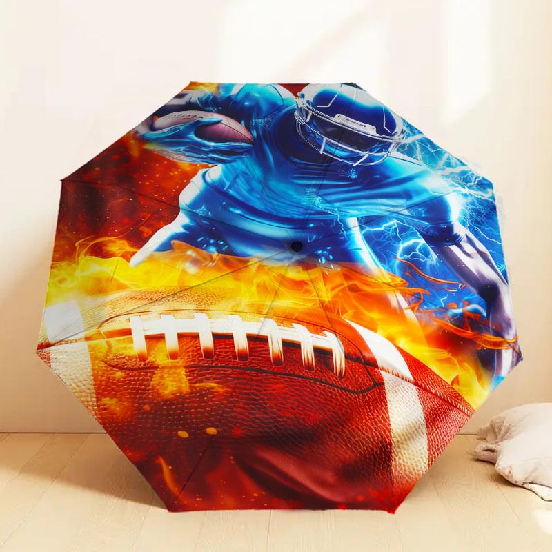 1 шт. Зонт с дизайном «Огненный футбольный мяч», Автоматическое открытие и закрытие, Высококачественный дорожный зонт, c1128253