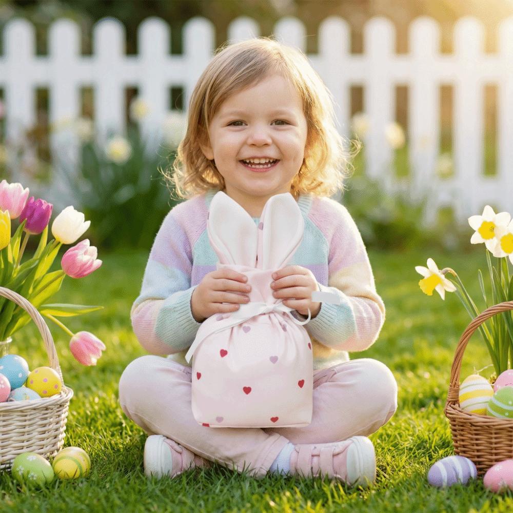 5 Pcs/Set Durable Rabbit Ears Drawstring Bags Reusable Candy Packaging Box  Holiday Decor