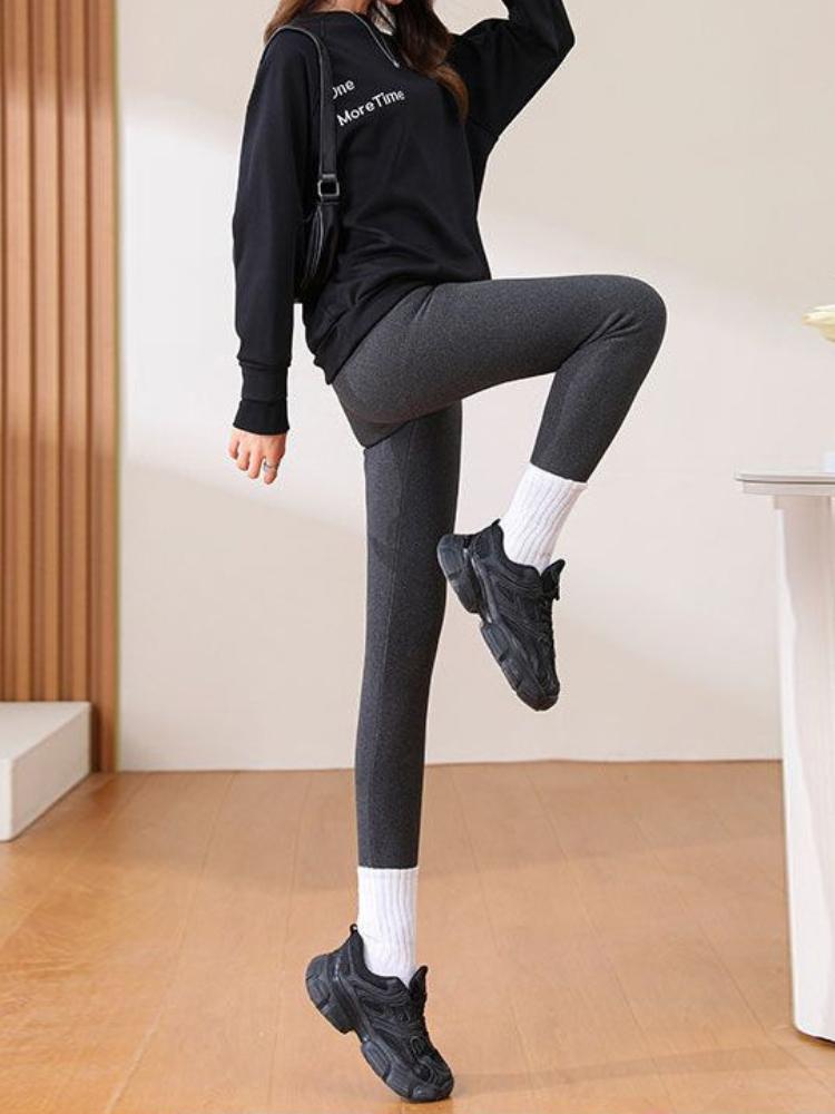 Leggings invernali eleganti Pantaloni a vita alta Leggings termici in velluto da donna Ispessiti Casual Pantaloni caldi Pile Elasticizzato Abiti spessi