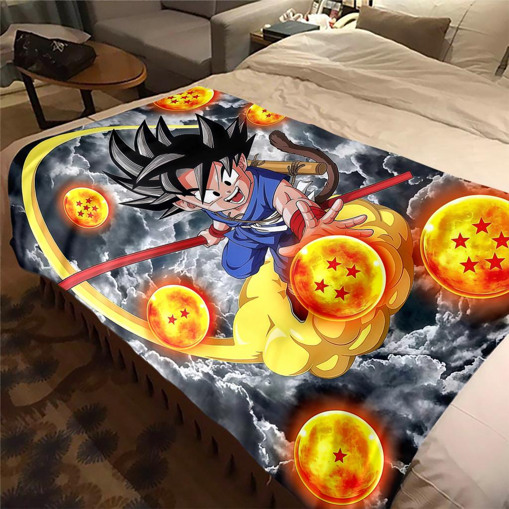 1PC Son Goku  Print Flannel Blanket, High Quality All Seasons, Home Decor, Warmth and Comfort, Perfect for Christmas Gifts
