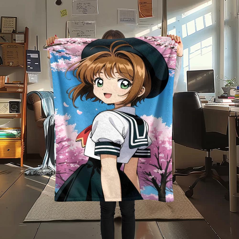 1PC Cardcaptor Sakura Print Flannel Blanket, High Quality All Seasons, Home Decor, Warmth and Comfort, Perfect for Christmas Gifts