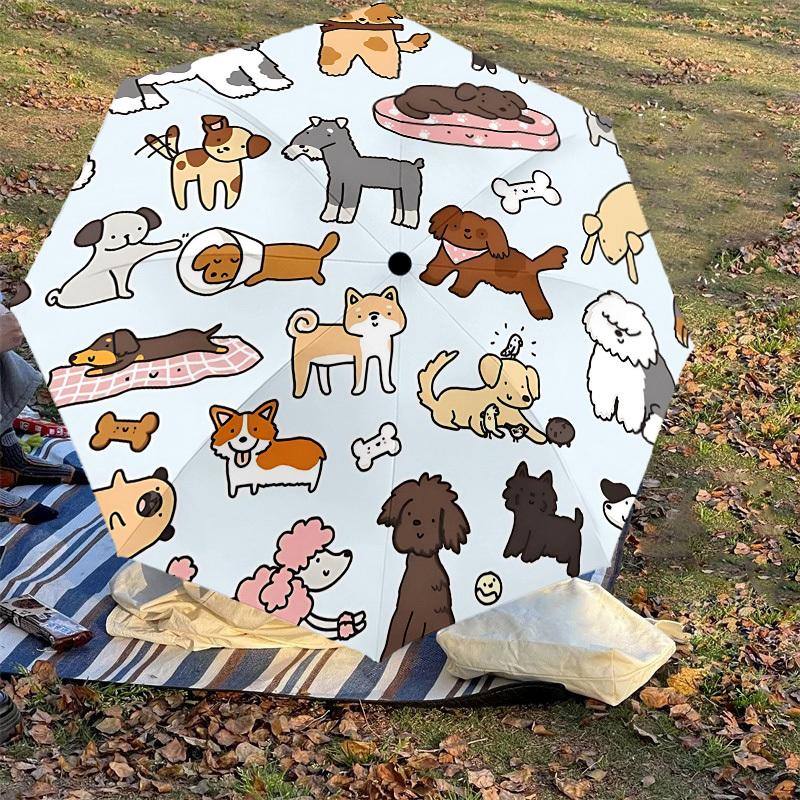 1PC dog pattern Umbrella-8-Rib Reinforced, Automatic Open, Lightweight & Durable, Cute Fashion Accessory for Outdoor, Beach, or Casual Use, Beach Umbr