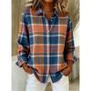 Fashionable Striped Vintage-Style Women's Long-Sleeve Shirt Comfortable And Breathable Collared Shirt Casual Everyday Wear Top