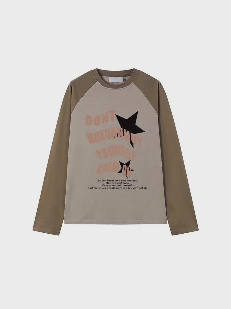 Autumn Contrast Collar Long Sleeve Loose Mid-Length Shirt for Women