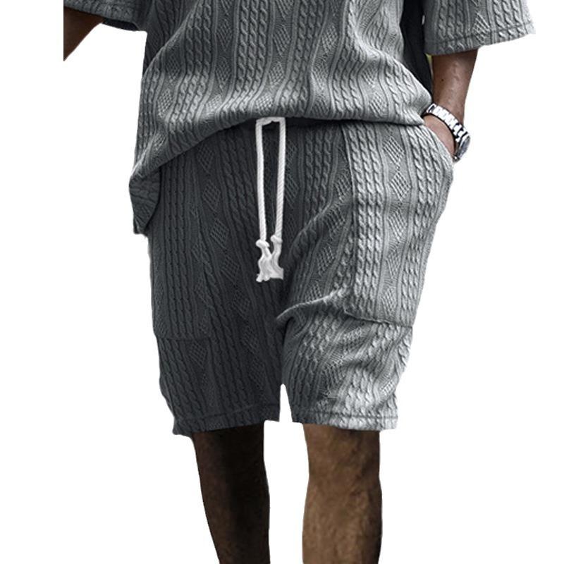 Multi-pocket Spring/Summer Straight-leg Wide-leg Sports Casual Jacquard Shorts
