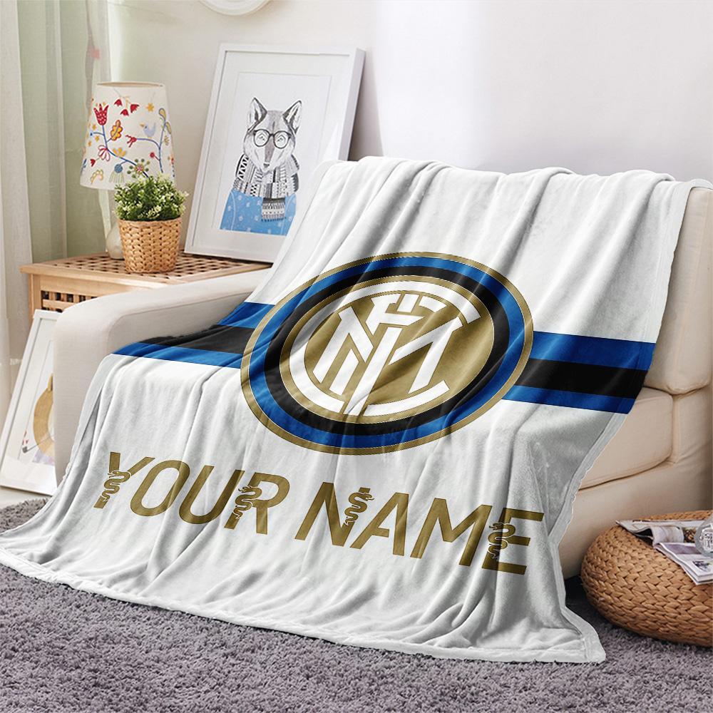 Benutzerdefinierter Name Inter Mailand 2 Flanelldecke, Hohe Qualität, Bequem für alle Jahreszeiten, Heimdekoration, Wärme und Komfort
