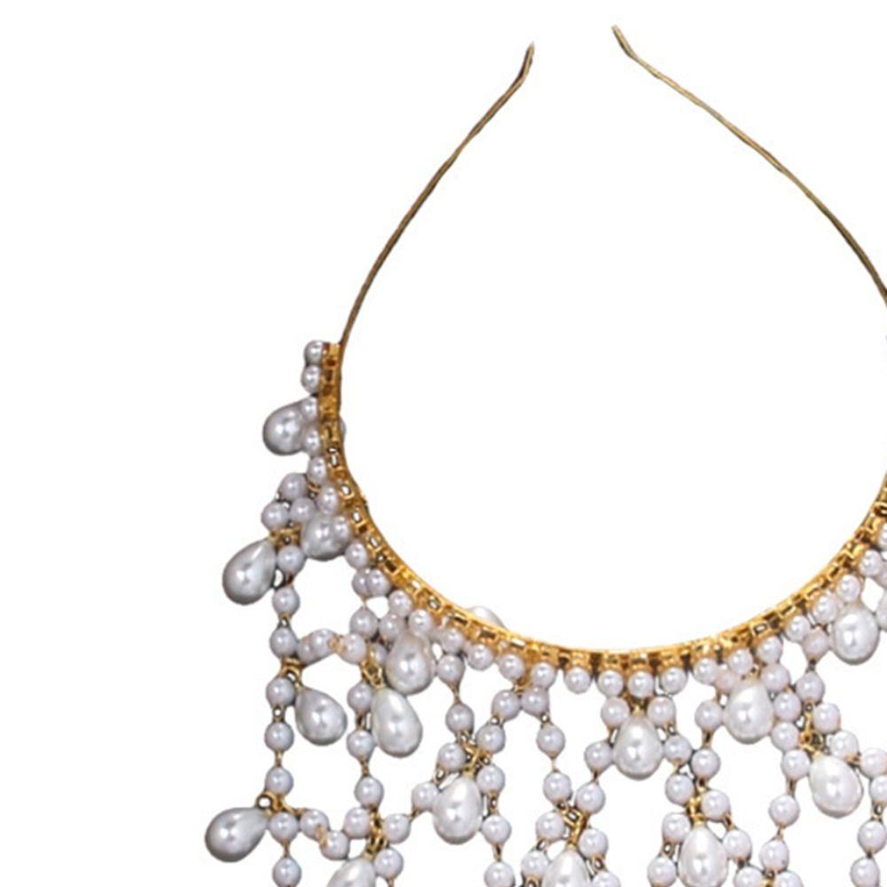 Net Shape Pearl Princess Hair Band Rhinestone Bride Tiaras Exquisite Grid Hair Band Wedding