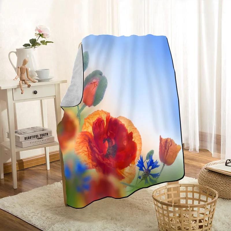 New Arrival Poppies Flower Blankets Printing Soft Blanket Throw On Home/Sofa/Bedding Portable Adult Travel Cover Blanket