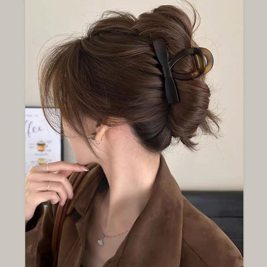 Fuyunohi Hair Small Hair Holds Mini Hair Tortoiseshell Bun Hair Cute Hair Half Lots of Hair Yellow Brown Clip, 8cm, Clip, Tightly, Ribbon, Clip, Clip,