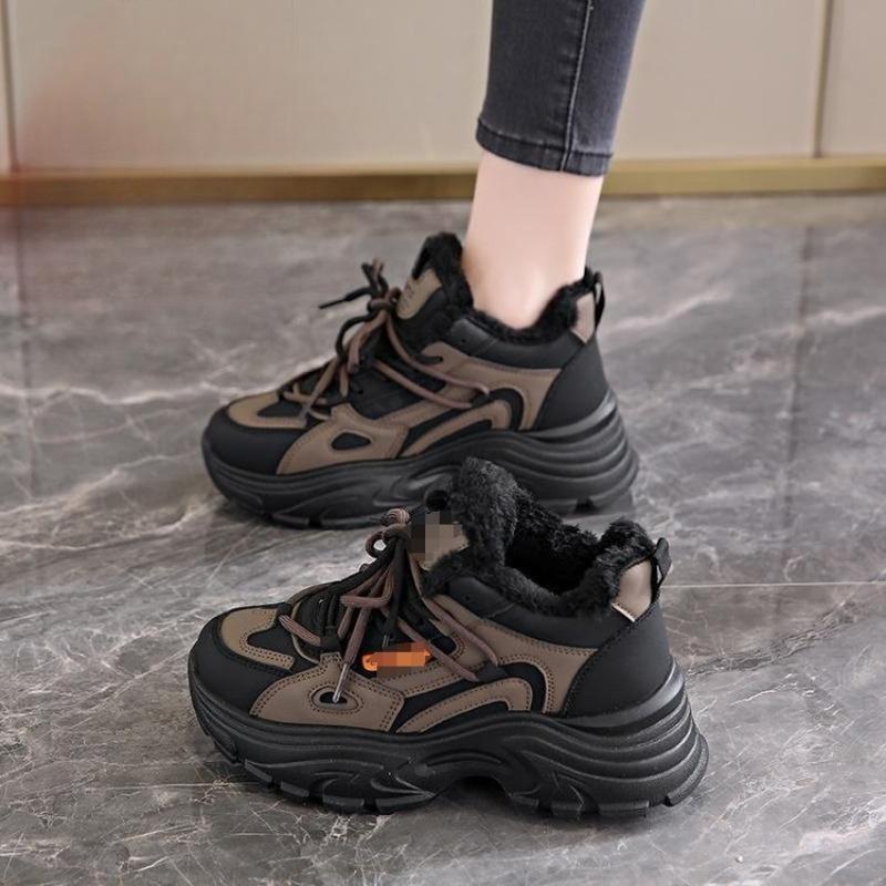 Warm Cotton Shoes, Women's Shoes, Anti-slip Snow Boots, Thick-soled Height-increasing Sports Dad Shoes