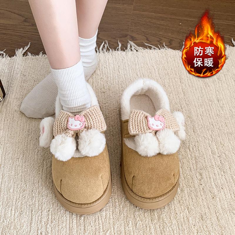 Winter Casual Cold-proof Cotton Slippers Female Students Velvet EVA Non-slip Indoor Thick-soled Warm Outer Bag Head Cotton Shoes