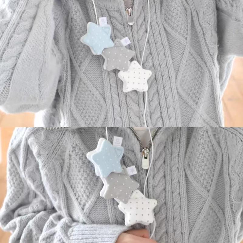 1pc Y2k Korean Earphone Decoration Accessories Handmade Fabric Star Wave Point Earphone Storage Bag Data Cable Organizer