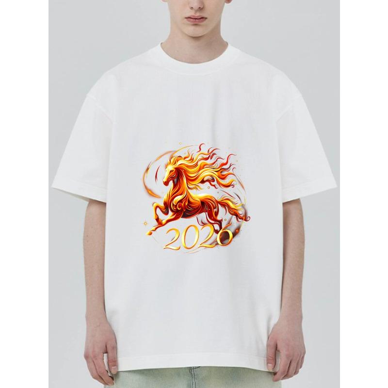 

Black T Shirt With Flame Horse And 2026 Print For Casual Wear XXXXL білий