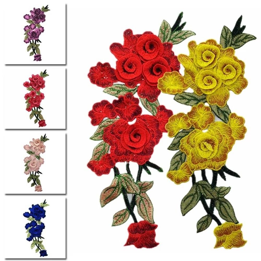 3D Embroidered Sewing On Patches Rose Flower Multicolor Flower Patch Sticker Craft Detachable Clothing Embroidery Patch