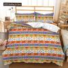 Bohemian Duvet Cover Set 3 Pieces Trellis Striped Ethnic Boho Vintage Quilt King Queen For Boy Girls Teens Polyester Bedding Set