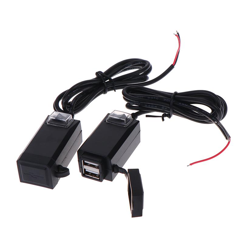 Motorcycle Vehicle-Mounted Charger Waterproof Usb Adapter 12V Phone Dual Usb Port Quick Charge 3.0 With Switch Moto Accessory