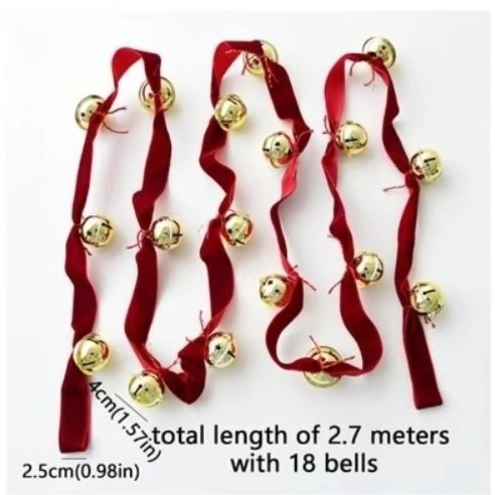 2.7m Ribbons Bell Pendant Iron Bell Xmas Tree Hanging Bells New Christmas Velvet Bell Strings